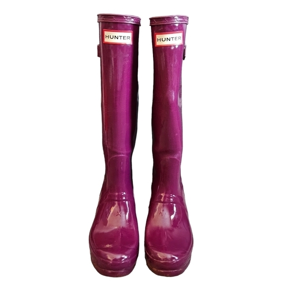 Hunter Tall Glossy Violet Rain Boots Sz 5 - Picture 1 of 15